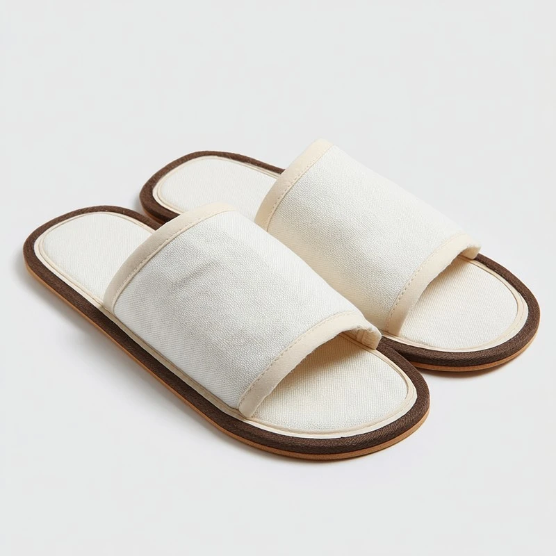White Cotton Terry Embroidery Closed Toe Slipper For Hotel suppliers
